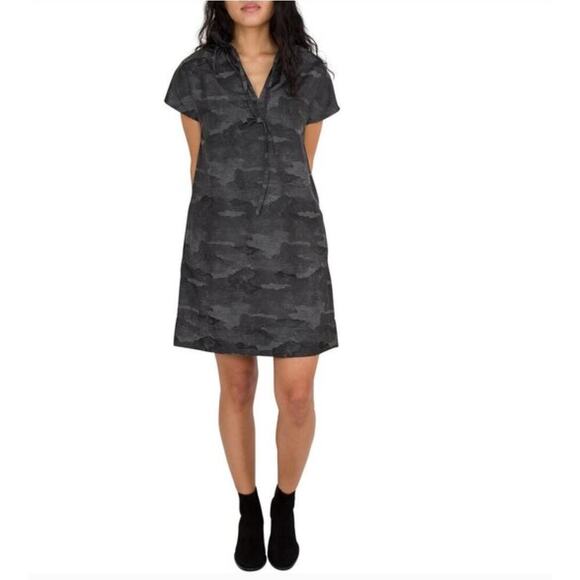 NWT Ann Mashburn Atalier Ruffle Dress Grey in Camo Jacquard Medium​ - Picture 1 of 9